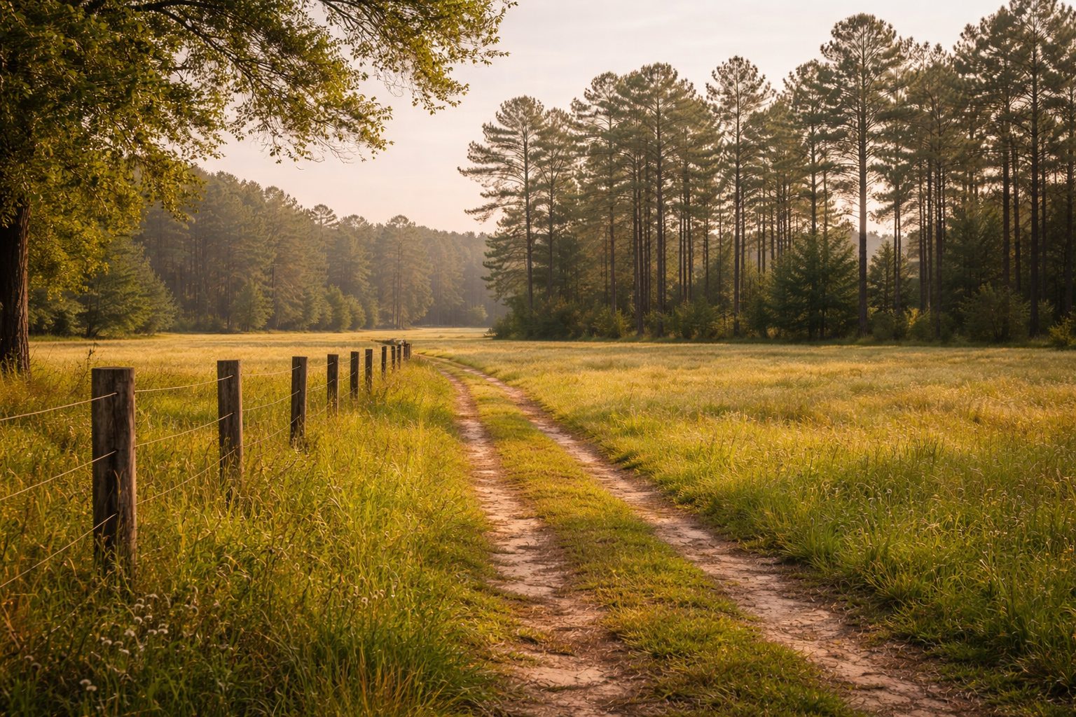 Open land in Crestview Florida with pine trees and field