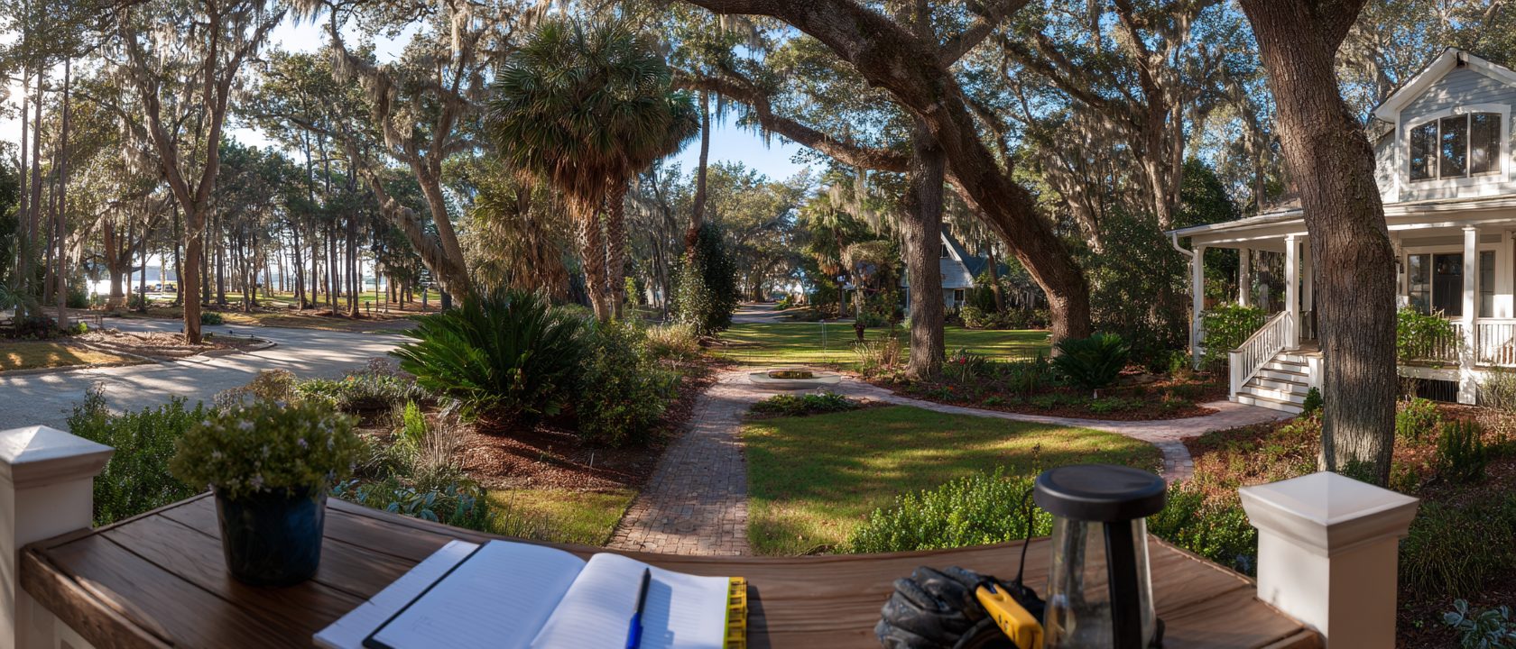 Home inspection tools on the porch of a Crestview Florida home